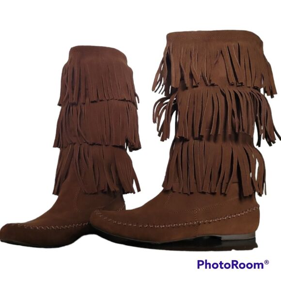 LC Lauren Conrad Women's Fringe Moccasin Boot - 8.5 - Picture 2 of 8